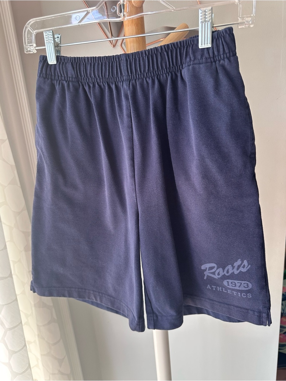 VINTAGE 90s ROOTS Navy Blue Athletic Shorts Youth Kids 12 Can fit Women’s XS